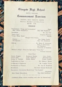 Glasgow Kentucky 1967 GHS High School Graduation Paper Program Barren Co. KY - Imagen 1 de 5