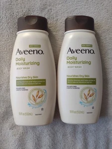 2 Aveeno Daily Moisturizing Body Wash For Dry Skin 18 FL OZ Oats Light Scented - Picture 1 of 4