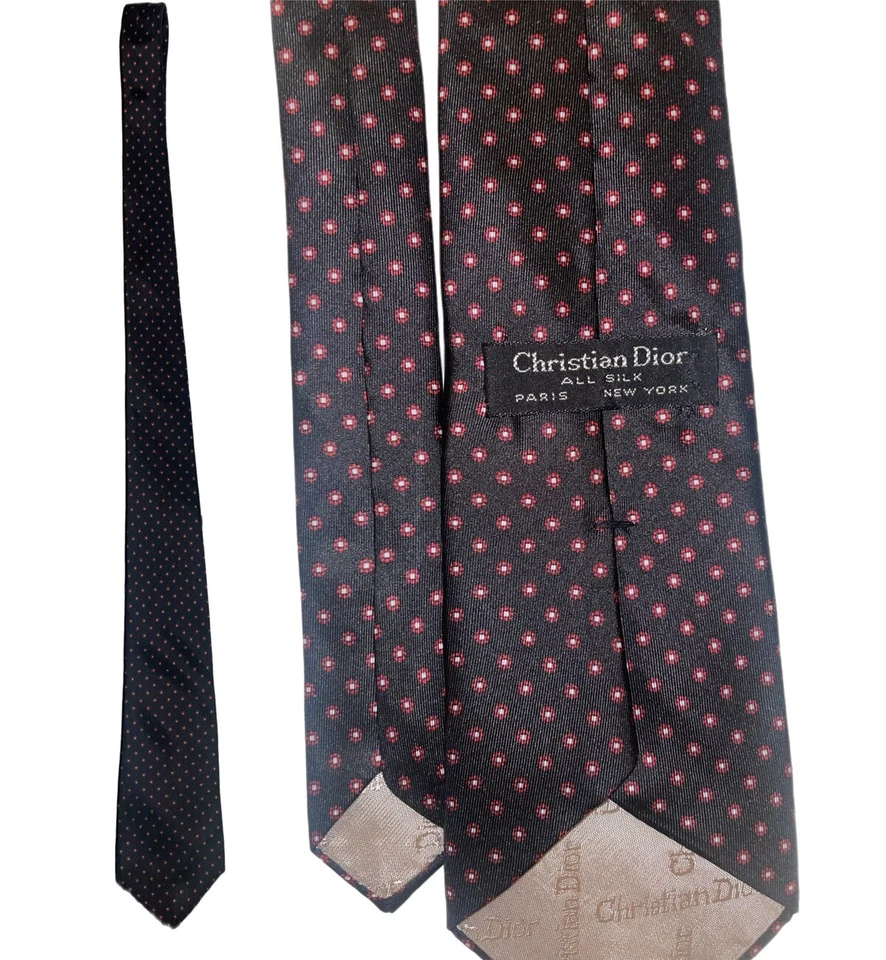 Corbata Christian Dior negra para hombre toda seda floral Foto 1 de 1