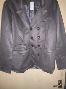 New Bellezza Republic Grey Blazer Women's Size L double breasted faux suede NWT - Picture 1 of 8