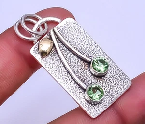 Green Amethyst Designer Handmade 925 Sterling Silver Pendant 1.76" P_9258_137_36 - Picture 1 of 2
