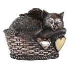 Cat Sleeping in Basket Urn Pet Memorial