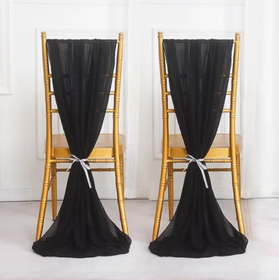 Voile Fabric 50cm wide black wedding Event  Drapes 5 colors chair sash & runner - Image 1 of 3