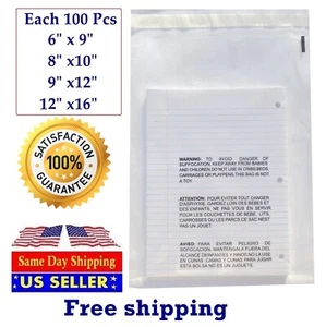 400 Clear Combo Suffocation Warning Poly Bags 6x9 8x10 9x12 12x16-ST ShipMailers - Picture 1 of 4