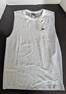 Vtg 90's Speedo Men White Gray MESH Muscle Shirt LOGO SURFER Tank Top XL NOS - Picture 1 of 4