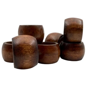 Set of 8 Vintage Wood Round Napkin Rings Holders MCM Retro Farmhouse Rustic - Picture 1 of 3