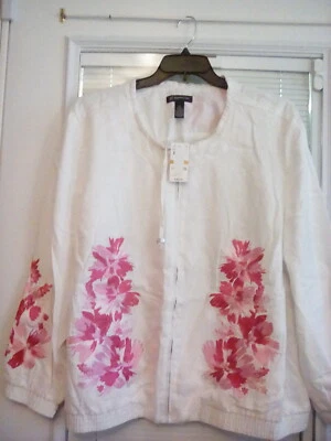 NWT International Concepts Woman PLUS SIZE 3X WHITE/PINK FLORAL JACKET - Image 1 of 4