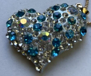 Betsey Johnson Heart Necklace With Blue And Clear Stones NWT - Picture 1 of 8