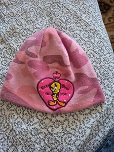 Mütze Jugend Größe 4-16 Looney Tunes rosa Tarnmuster Tweety Vogel Beannie - Bild 1 von 4