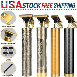 Men Professional Cordless Contourist Hair Trimmer Zero Gapped T-Blade Clipper US - Picture 1 of 13