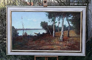Armando Buso – Landschaft am See – Öl auf Leinwand – signiert, mit Rahmen - Picture 1 of 7