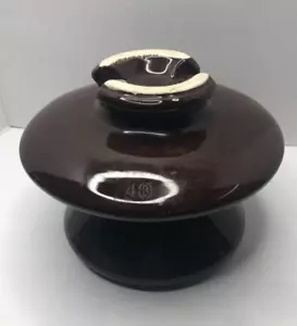 Vintage Insulator Large Porcelain Threaded Utility Pole Brown Mushroom Shaped - Picture 1 of 5