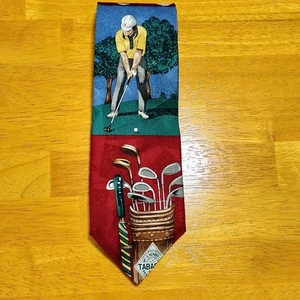 Vintage Classic Tabasco Hot Sauce Novelty Golfer Men's Tie 100% Silk - Picture 1 of 5