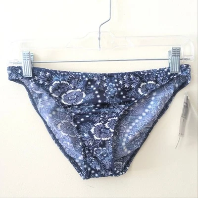 Ralph Lauren Hipster Bikini Swim Bottoms Blue White Print Size Small NWT - Image 1 of 4