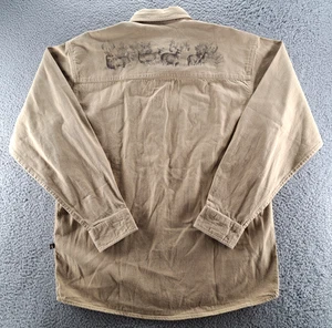 Legendary Whitetails Washed Denim Button Shirt Men Large Khaki Buck Print NWT - Picture 1 of 13