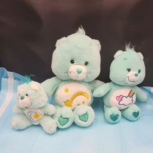 Care Bears mint blue Stuffed Animals Plush Set of 3 - 6, 10, 12 inches long - Picture 1 of 10