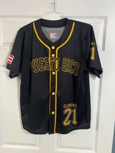 Puerto Rico Roberto Clemente Black #21 Puerto Rican Pride Jersey XL - Picture 1 of 3
