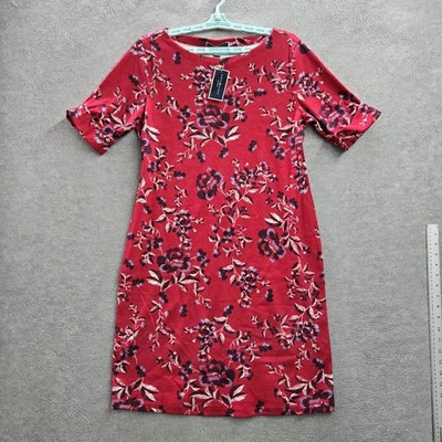 Karen Scott Sport женщин платье M красный вышитый цветочный оболочка романтический новый с Ярлыками - Изображение 1 из 4