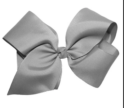 "Clip de moño de cabello gris de 4"" cinta de grosgrain de moda boutique bohemio clip de pasador" Foto 1 de 4