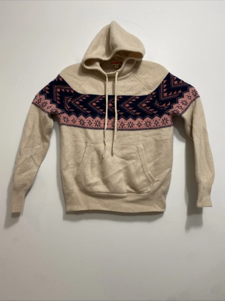 J. Suéter con Capucha Crew 100% Cachemira Para Mujer Talla Pequeña Beige Rosa Capucha Cálido Foto 1 de 4