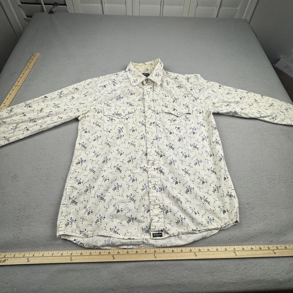 Camisa Southern Thread Para Hombre Mediana Marfil Floral Perla Occidental A Presión Manga Larga Foto 1 de 4