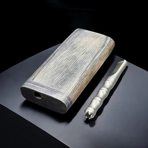 "Dugout de madera negra de 4"" con un bateador plateado afilado - caja de murciélago con resorte" - Imagen 1 de 4