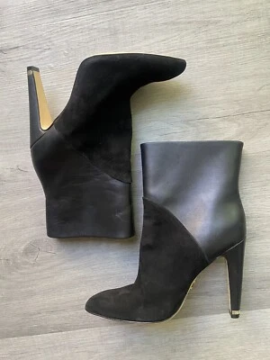 Mujer Donna Karen Hadi Botas Negras Cuero y Gamuza 6.5 EE. UU. Bolsa para el Polvo Foto 1 de 4