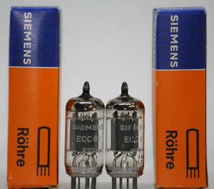 ecc82 12au7 tube pair nos e82cc 7316 siemens telefunken ecc802s b329 pre amp 50s - Picture 1 of 10