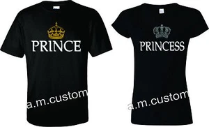 Prince and Princess Couple matching funny cute T-Shirts S-4XL - Picture 1 of 3