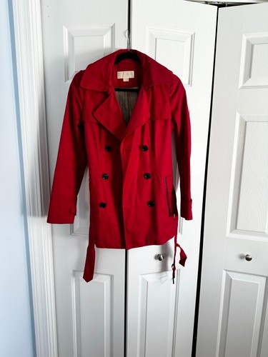 Giacca antipioggia trench rosso Michael Kors taglia XS cotone doppiopetto designer