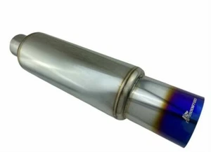HiFlow 4" Outlet JDM Burnt N1 Tip Stainless T304 Exhaust System Muffler 3" Inlet - Picture 1 of 2