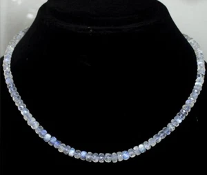 Collana fatta a mano in argento sterling 925 perle pietre di luna arcobaleno naturale - Foto 1 di 2