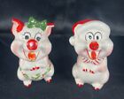 VTG Kreiss Christmas Salt & Pepper Shakers~Smiling Pig Couple  Holiday Colors