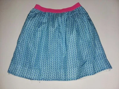 Falda Crewcuts Mezcla Seda Niñas Talla 14 Azul Patrón Rosa Nueva con Etiquetas Hasta la Rodilla Foto 1 de 4