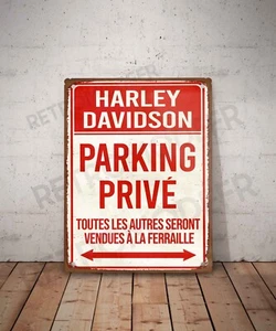 Plaque métal vintage Harley Davidson parking privé Garage Décoration Panneau - Picture 1 of 3