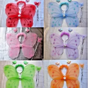 Large Butterfly Fairy Wings Wand Headband Fancy Dress Hen Party Girl Book Day - Picture 1 of 26