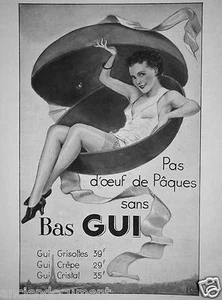 PUBLICITÉ DE PRESSE 1936 PAS D'OEUF DE PÂQUES SANS BAS GUI - ADVERTISING - Foto 1 di 1