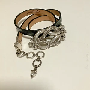 Brighton Women’s M Black Grecian Belt Silvertone C4903 USA Made - Picture 1 of 5
