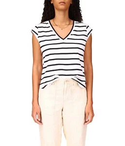 Sanctuary Good Life 291167 Striped Slub Tee Black/Muslin Stripe LG (US 10-12) - Picture 1 of 3