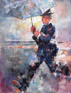 NEW ORIGINAL SERA KNIGHT S.W.A "Singing in the rain" Musical Dance PAINTING - Picture 1 of 1