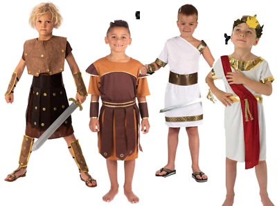 Disfraz Romano Toga Centurión Romano Niños Vestido Elegante Conjunto Día del Libro Foto 1 de 4