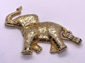 Large Gold Toned Elephant Pendant, Alabama, Bama - Picture 1 of 16