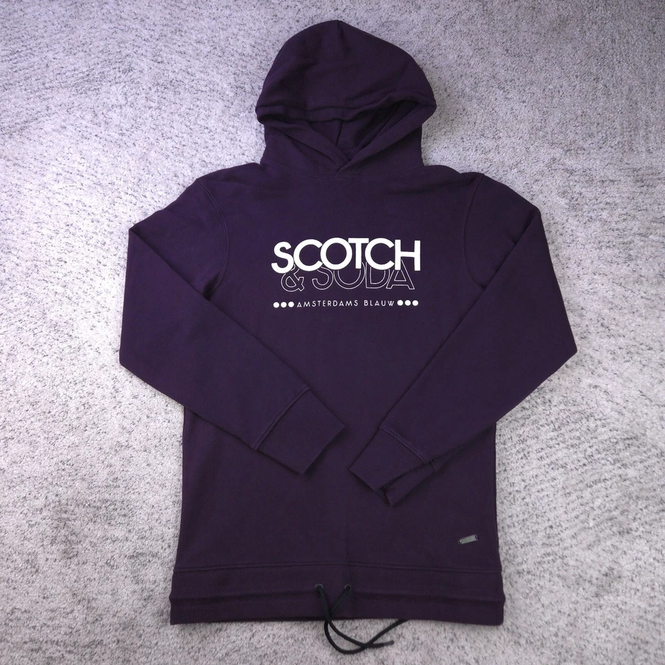 Sudadera con Capucha Scotch Soda Para Hombres Mediana Pullover Polar Gráfico Sudadera Púrpura Delgada Foto 1 de 4