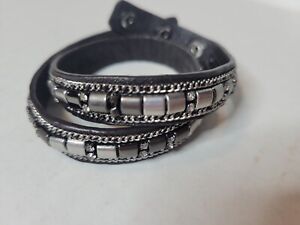 Stella & Dot Cady Wrap Black/Silver Bracelet - RV $59 (S/M) - Gently pre-loved!