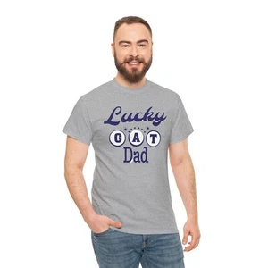 Lucky Cat Dad Unisex T-Shirt, süßes Geschenk für Katzenliebhaber, Vatertagsgeschenk - Bild 1 von 18