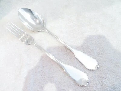 Tenedor y cuchara de plata 950 francés mediados del siglo XX contornos de tetarda bobinados Foto 1 de 4