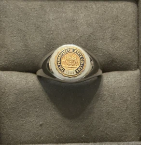 Vintage 14K Gold Filled Penn State Nittany Lions Sterling Silver Signet Ring - Picture 1 of 4