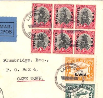 SOUTH WEST AFRICA KGV Cover *OFFICIAL/SWA* 1d Block{6} SG.O10 c£51x15=£765 YJ178 - Image 1 of 4