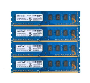 Desktop RAM Crucial 16GB 4X 4GB 2Rx8 PC3-10600U DDR3 1333Mhz DIMM 240Pin Memory - Picture 1 of 11