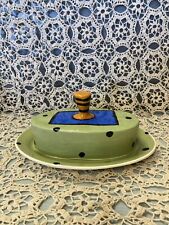 Vintage Roanne K. Contemporary Pottery Butter Dish Painted Signed 1997 